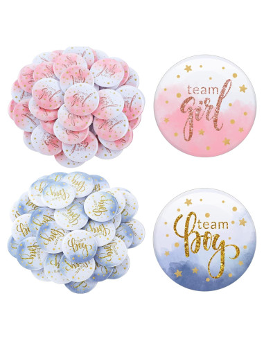 80 Piezas Pines de Botón Acuarela Revelación de Género 3.8 cm