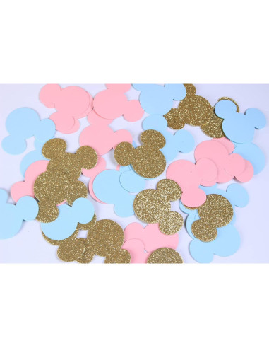 Confeti de Minnie 100 piezas Rosa Dorado Azul Bebé
