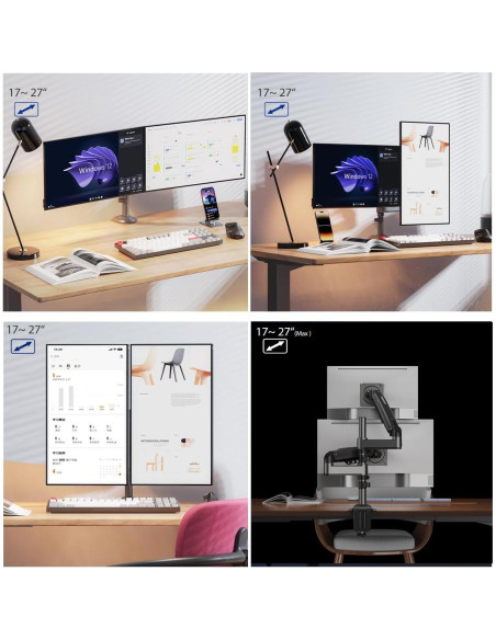 Soporte Doble Monitor NB North Bayou H180-G 2 Pantallas 27" Soporte Doble Monitor NB North Bayou H180-G 2 Pantallas 27"