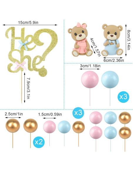 Conjunto 19 Piezas Adornos Pastel Revelación Gerrii