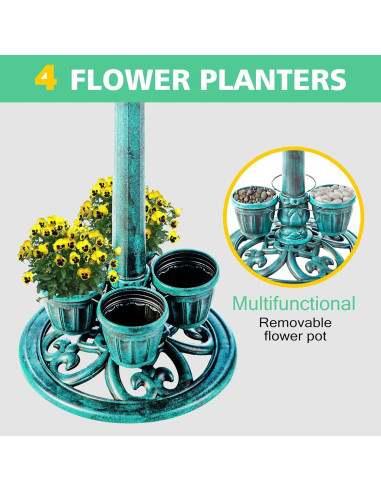Fuente para Aves Demeyad con 4 Macetas 71 cm Verde Vintage
