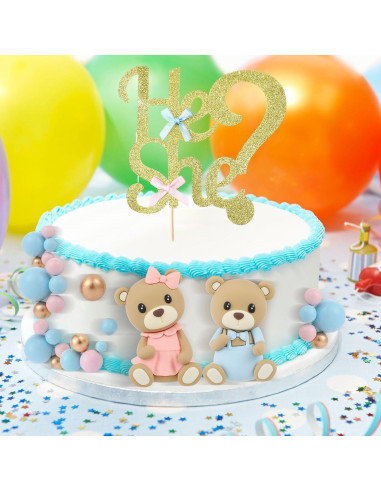 Conjunto 19 Piezas Adornos Pastel Revelación Gerrii