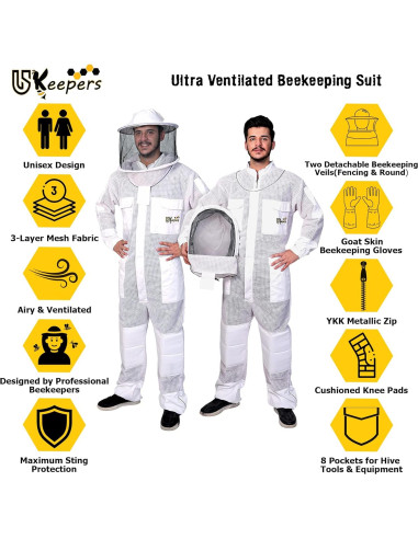 Traje de Apicultura USKeepers XL Ultra Ventilado con Guantes