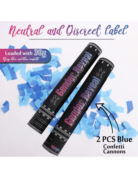 Cañón de Confeti Azul DOUKEE 30 cm Biodegradable 2 PZ