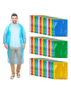 Ponchos de Lluvia Desechables Handepo 200 Pcs Adultos Capucha
