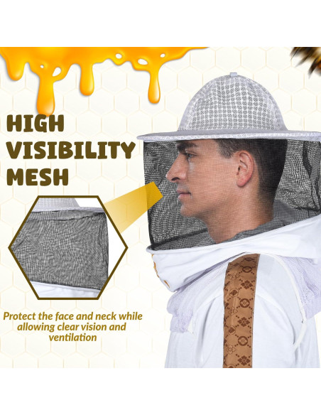 Velo de Apicultura BE Noble Ventilado 3 Capas Blanco