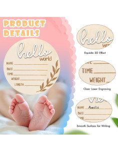 Cartel de Anuncio de Bebé AINBIN 15.24 cm con Soporte y Bolígrafo 2