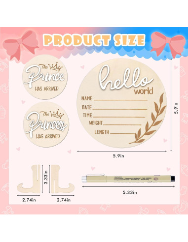 Cartel de Anuncio de Bebé AINBIN 15.24 cm con Soporte y Bolígrafo