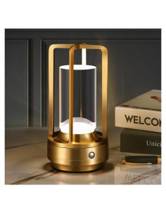 Lámpara de Mesa LED Inalámbrica Idong G1 Dorada Táctil 3 Colores
