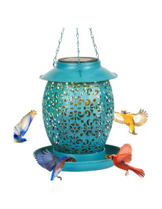 Comedero de Aves Solar JREWE LIOUS Colgante Metal Azul