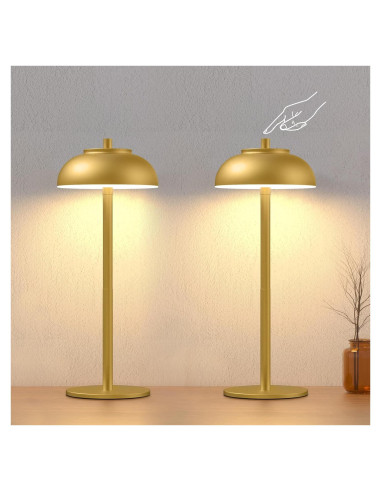 Lámpara de Mesa LED Inalámbrica FenFud 2 Paquetes Oro