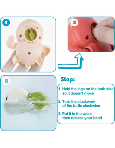Juguetes de Baño SEPHIX Tortugas para Bebés 3 Piezas