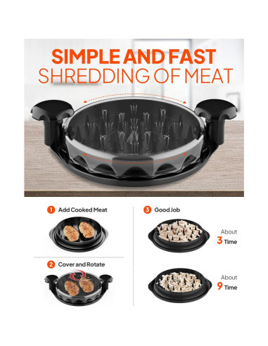 Desmenuzador de Pollo Rempole BG1111, Antideslizante, Rojo