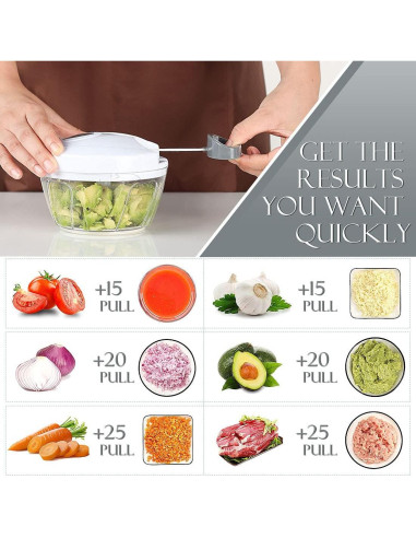Picador de Alimentos Manual Ourokhome 500 ml Blanco