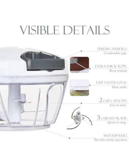 Picador de Alimentos Manual Ourokhome 500 ml Blanco