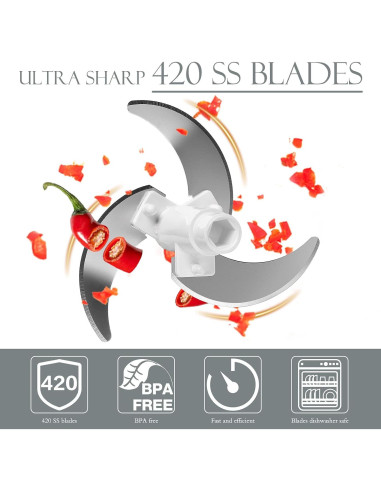 Picador de Alimentos Manual Ourokhome 500 ml Blanco