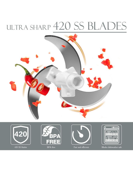 Picador de Alimentos Manual Ourokhome 500 ml Blanco