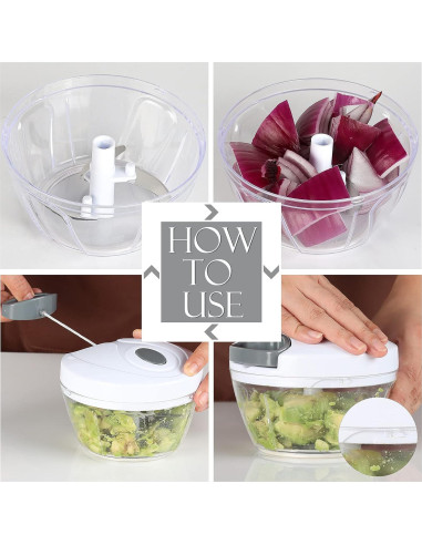 Picador de Alimentos Manual Ourokhome 500 ml Blanco