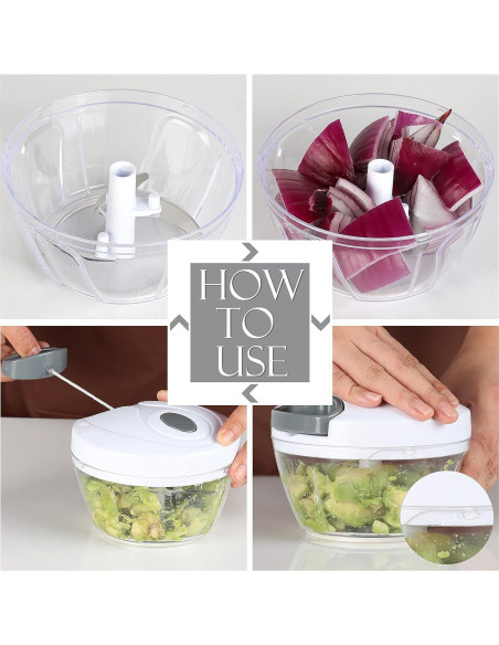 Picador de Alimentos Manual Ourokhome 500 ml Blanco