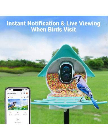 Comedero Inteligente para Aves Birdkiss 1080P HD Solar