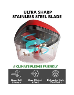 Picador de Alimentos Geedel Mini 2 Tazas Manual Rojo 2