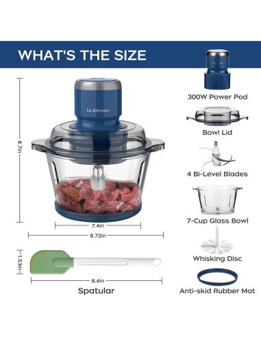 Procesador de Alimentos La Reveuse 300W, 7 Tazas, Azul