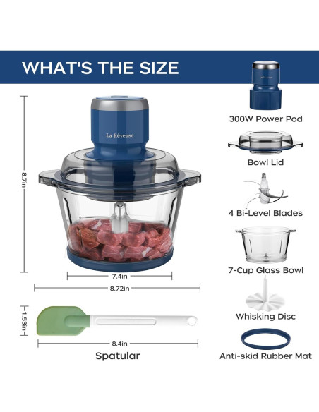 Procesador de Alimentos La Reveuse 300W, 7 Tazas, Azul