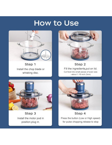 Procesador de Alimentos La Reveuse 300W, 7 Tazas, Azul