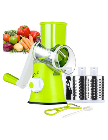 Rallador de Queso Ourokhome Verde 3 Cuchillas Manual