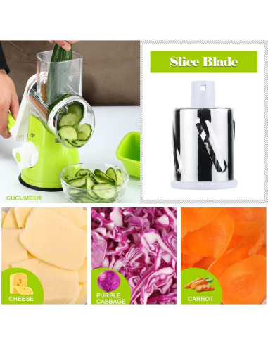 Rallador de Queso Ourokhome Verde 3 Cuchillas Manual