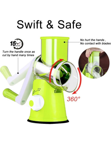 Rallador de Queso Ourokhome Verde 3 Cuchillas Manual