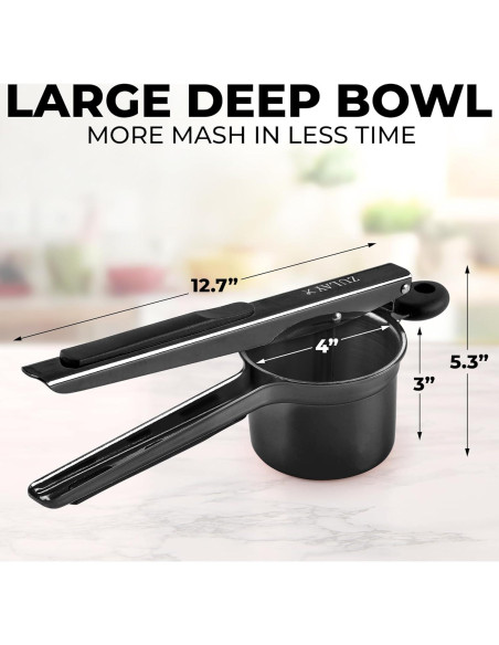 Prensa de Papas Zulay Kitchen 15oz Acero Inoxidable Negro Prensa de Papas Zulay Kitchen 15oz Acero Inoxidable Negro
