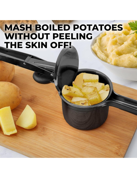 Prensa de Papas Zulay Kitchen 15oz Acero Inoxidable Negro Prensa de Papas Zulay Kitchen 15oz Acero Inoxidable Negro