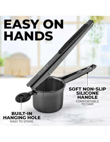 Prensa de Papas Zulay Kitchen 15oz Acero Inoxidable Negro