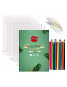 30 Hojas de Plástico Retráctil AIVS para Manualidades + 12 Lápices