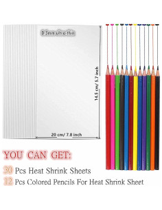 30 Hojas de Plástico Retráctil AIVS para Manualidades + 12 Lápices 2