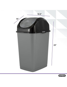 Bote de Basura Superio 34 L con Tapa Basculante (2, Gris/Negro) 2