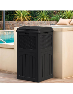 Cubo de Basura Greesum 125 L con Tapa para Exterior Negro 2
