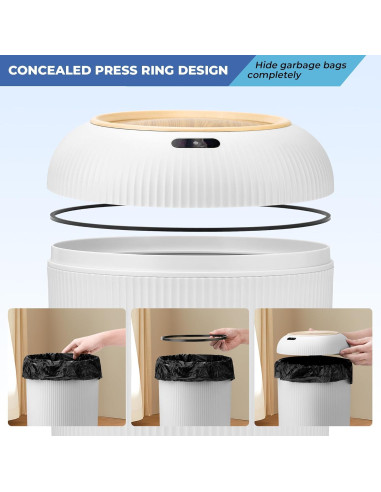 Basurero Inteligente Pukomc con Sensor 9.84L Blanco