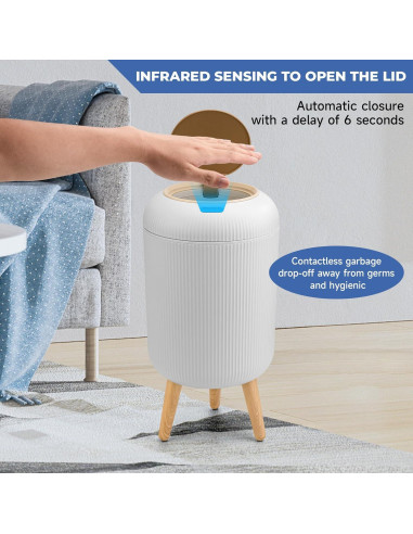 Basurero Inteligente Pukomc con Sensor 9.84L Blanco