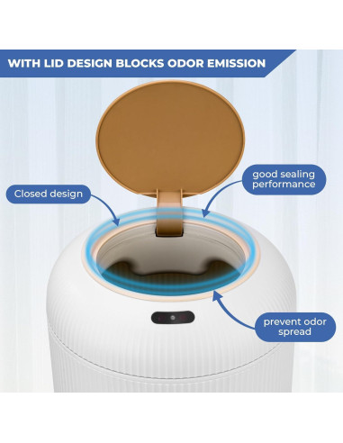 Basurero Inteligente Pukomc con Sensor 9.84L Blanco