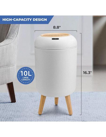 Basurero Inteligente Pukomc con Sensor 9.84L Blanco