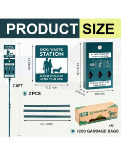 Estación de Desechos de Perro Qinyoung Acero Galvanizado 2 Pzas 2