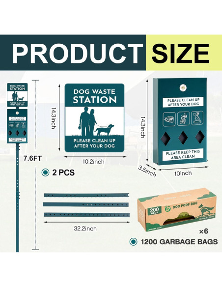 Estación de Desechos de Perro Qinyoung Acero Galvanizado 2 Pzas