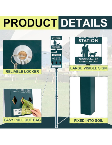 Estación de Desechos de Perro Qinyoung Acero Galvanizado 2 Pzas