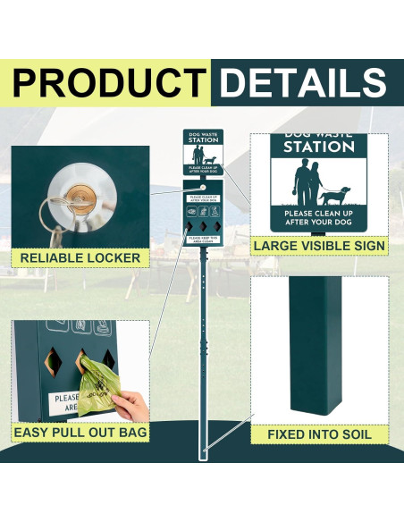 Estación de Desechos de Perro Qinyoung Acero Galvanizado 2 Pzas