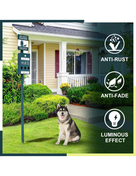 Estación de Desechos de Perro Qinyoung Acero Galvanizado 2 Pzas