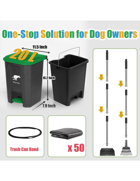 Cubo de Basura Yatmung 20L para Excremento de Perro Exterior