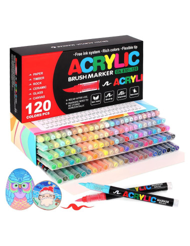 120 Marcadores de Pintura Acrílica Astriscribe - Punta de Pincel