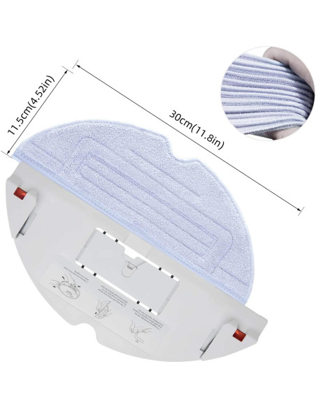 12 Paños de Mopa Microfibra para Roborock S7/S8 - Gris Azul